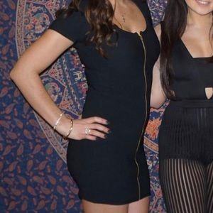 Black zip down express dress gold zipper